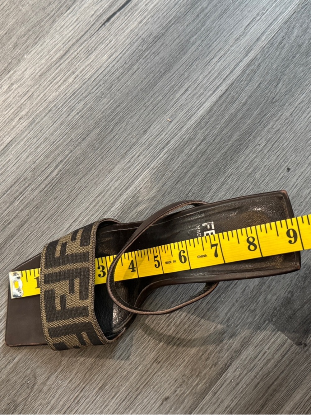 Fendi Brown and Black FF Logo Square-Toe Heels - Picture 8 of 8